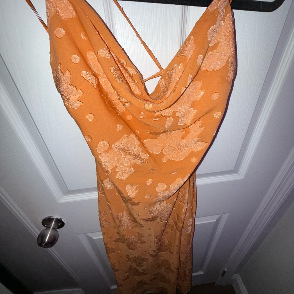 Hello Molly Floral Orange Backless Dress